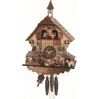 Engstler - 4488_QMT - Koekoeksklok - Kwarts - Notenhout - met muziek met dansend paar - 35 cm