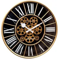 Nextime NE-3283ZW Gear Klok William + Bewegende Tandwielen 50 cm Zwart