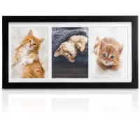 Bomoe fotolijst collage - fotokader collage voor 3 foto's 10x15cm - zwart fotolijst hout kunststof glas & passe-partout voor fotocollageen - Galeria