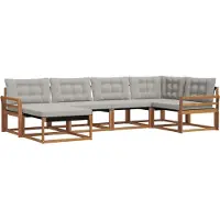 vidaXL Buiten bank set 6 st Natuurlijk en Licht Grijs