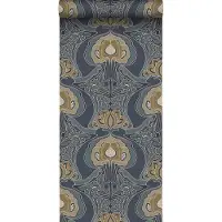 ESTAhome behang vintage bloemen in art nouveau stijl vergrijsd blauw - 53 cm x 10.05 m - 139572