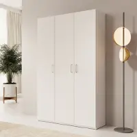 Meubella - Havron - Kledingkast 3 deurs - Wit - 133x42x211 cm