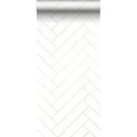 ESTAhome behang visgraat-motief wit en goud - 53 cm x 10.05 m - 139308