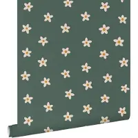 ESTAhome behang madeliefjes donkergroen - 53 cm x 10.05 m - 131116