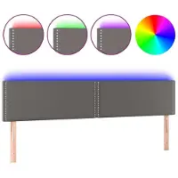 vidaXL Hoofdbord LED 200x5x78/88 cm kunstleer grijs