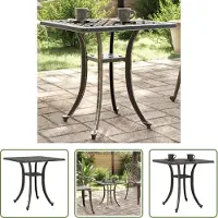 The Living Store Buitentafel - Tuinstoel Aluminium - Tuintafel 53x53x53 cm gietaluminium bronskleurig - Terrastafel - Bistroset - Balkon Set