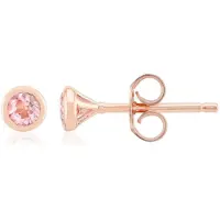 Cavill - Zilveren Oorbellen - 925 Sterling Zilver Rosé Verguld - 2 Nigeriaanse Roze Toermalijnen 0,241 ct Rond - Luxe Oorknopjes 4 mm