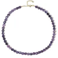 Cavill - Zilveren Halsketting 925 Sterling Zilver Verguld - Lepidoliet Edelstenen 148 ct - Verstelbaar Elegant Braziliaans Design
