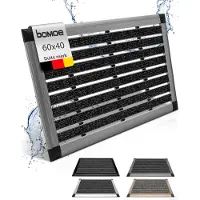 Bomoe deurmat buiten - 40x60 cm vloermat van aluminium - deurmatten met rubber - muduster antislipmat blauw gris metallic AluGant
