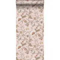 ESTAhome behang vintage bloemen oudroze, terracotta en groen - 53 cm x 10.05 m - 139478