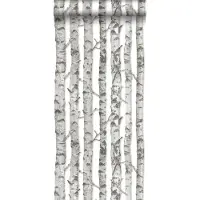 ESTAhome behang berken boomstammen licht warm grijs - 53 cm x 10.05 m - 138889