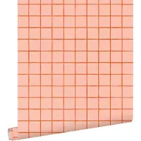 ESTAhome behang geblokt motief perzik roze - 0.53 x 10.05 m - 131596