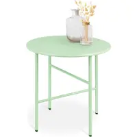 Bomoe Finn Ronde Bijzettafel Metaal Munt 44 cm Tafelblad Krasbestendig Stabiel, Lichtgewicht Salontafel Binnen & Buiten