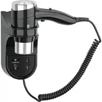 Bartscher Hotelhaardroger 1600SR - Zwarte Wandföhn met Scheerstopcontact 110 en 230 Volt