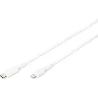 Digitus DB-600109-010-W USB-kabel USB 2.0 USB-C stekker 1.00 m Wit Afgeschermd (dubbel), Met USB, PVC-mantel