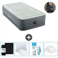 OEM Luchtbed - 1-Persoons - 99 x 191 x 46 cm - Grijs - Inclusief pomp - Hoeslaken - Kussen - Reparatieset en Kussenbeschermer