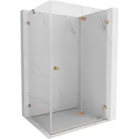 Mexen Lunar-F opvouwbare douchecabine rechts 95 x 80 , transparant, geborsteld koper- 836-095-080-65-00-P