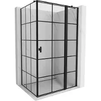 Mexen Mist T douchecabine scharnierend rechts 100 x 120 , zwart raster, zwart - 8A4T-100-120-70-77-P
