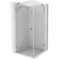 Mexen Lunar douchecabine scharnierend links 100 x 100 cm, transparant, geborsteld koper - 834-100-100-65-00-L