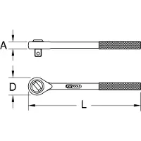 Ks Tools Ratel, BERYLLIUMplus omkeerbare ratel 1" 550 mm