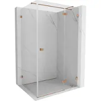Mexen Lunar T douchecabine scharnierend rechts 135 x 110 , transparant, geborsteld koper - 834T-135-110-65-00-P