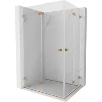 Mexen Lunar-F Duo inklapbare douchecabine 85 x 80 , transparant, geborsteld koper - 836-085L-080P-65-00
