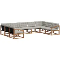 vidaXL Buiten bank set 9 st Natuurlijk en Licht Grijs