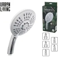 Urban Living basic douchekop - met 5 functies - 24 cm - zilver - kunststof - Douchekoppen