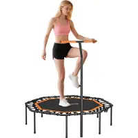 SPORTNOW Fitness Trampoline Staal, Kunststof 128L x 120B x 98-126H cm Zwart+Oranje