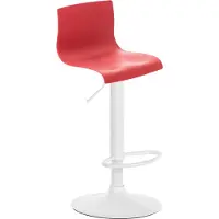 CLP Hover Barkruk - Met rugleuning - Voetsteun - Kunststof - wit/rood