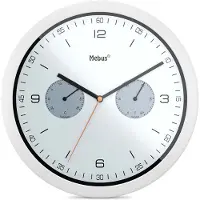 Mebus analoge wandklok met thermometer en hygrometer / Quartz uurwerk / Diameter 26 cm / Rond
