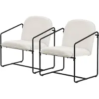 ML-Design Set van 2 fauteuils Beige met zwart stalen frame Relax fauteuil met armleuning & rugleuning ML design