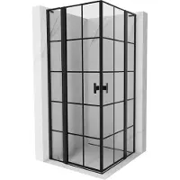 Mexen Mist L Duo douchecabine draaibaar 110 x 110 , zwart raster, zwart - 8A4L-110L-110P-70-77