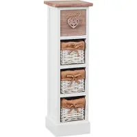 Idimex Ladekast FLOWER, paulowniahout wit/bruin, met 1 lade en 3 manden