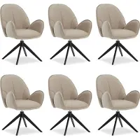 Homestyle4u Eetkamerstoelen - Set van 6 - Draaibaar - met armleuningen - Beige
