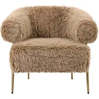 Ptmd Hair Brown Fauteuil Metal Base (Bruin, 86x78x74cm)