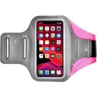 Mobigear Telefoonhoesje geschikt voor Telefoonhouder Hardlopen Samsung Galaxy A22 5G Sport Hoesje Neopreen | Easy Fit Sportarmband - Roze