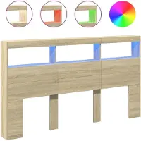 vidaXL Hoofdbordkast met LED-verlichting 180x17x102 cm sonoma eiken