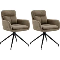 CLP Somers Set van 2 eetkamerstoelen - met armleuning - Draaibare fauteuil - Stof/bruin