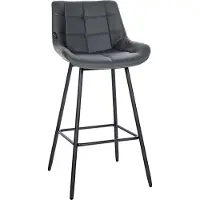 CLP West Barkruk - Met rugleuning - Voetsteun - Metalen frame - zwart/grijs