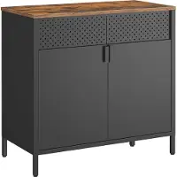 Songmics Metalen opbergkast met dubbele deur en verstelbare plank, Vintagebruin + zwart / 40 x 80 x 76 cm