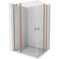 Mexen Mist Duo scharnierende douchecabine 120 x 100 , transparant, geborsteld koper - 8A4-120-100-65-00