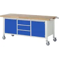 RAU Werkbank Serie 8569, verrijdbaar, 3 schuiflades, 2 deuren