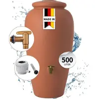 Graf amfoor compleet SET 500 L terracotta incl. kunststof uitloopkraan en regenpijp-aansluiting