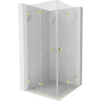 Mexen Lunar-F Duo inklapbare douchecabine 95 x 95 , transparant, geborsteld goud - 836-095L-095P-55-00
