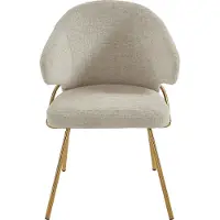 Vente-unique Set van 2 stoelen van stof en goudkleurig metaal - Beige - LUXIVA