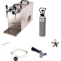 Ich-zapfe Biertap Stream 50 Compleetset met 2 Lijnen, Droge Koeler 50 l/u, CO2-Fles 2 kg, Roestvrij Staal