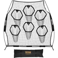 OEM VEVOR voetbaltrainerwerpnetsysteem (274 x 106 x 243 cm) met 6 doeltassen, draagbare opbergtas en banden, voor het trainen van de precisie van de passes van de quarterback, zwart