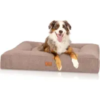 Knuffelwuff orthopedisch hondenbed van velours met handgeweven uiterlijk Sofia 120x100 cm beige