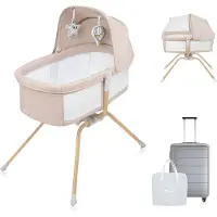 Lionelo Malin - Reisbedje - Vanaf geboorte tot 9kg - Duurzame en stabiele structuur - LockGuard-bescherming geeft bescherming tegen vouwen - Campingbedje - Meegroeibed